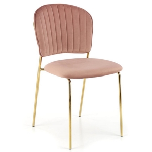 Krzesło tapicerowane różowe EMMA nogi złote