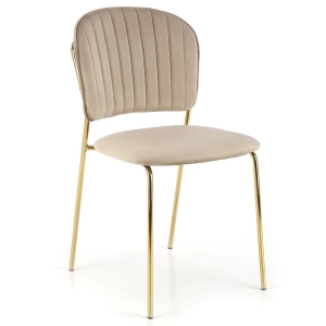 Krzesło tapicerowane beżowe EMMA nogi złote 