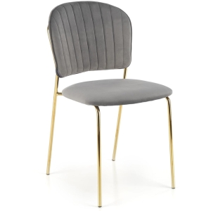 Krzesło tapicerowane popielate / szare EMMA nogi złote