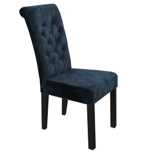 Krzesło bukowe glamour PICO pikowane z guzikami granatowe, nogi czarne