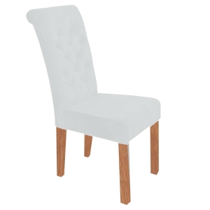 Krzesło bukowe glamour PICO pikowane z guzikami białe, nogi olcha
