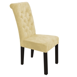 Krzesło bukowe glamour PICO pikowane z guzikami beżowe, nogi czarne