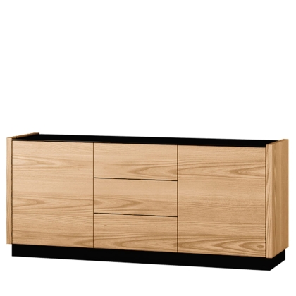 Szafka RTV pod telewizor INTO ELEGANCE 7 szklany blat jasny jesion 160 cm BOK-min.jpg