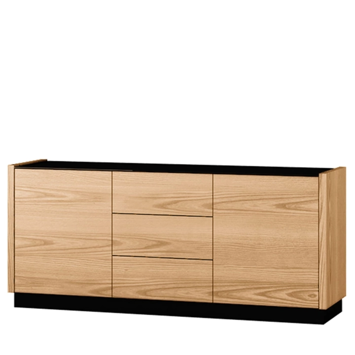 Szafka RTV pod telewizor INTO ELEGANCE 7 szklany blat jasny jesion 160 cm BOK-min.jpg