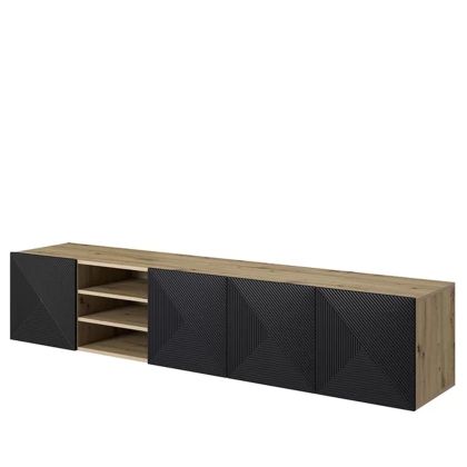 Szafka RTV 5D z wnęką czarny dąb artisan wisząca 200x40cm BAASH 2-min.jpg