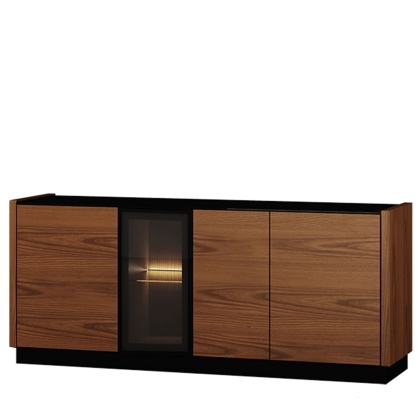 Szafka RTV pod telewizor INTO ELEGANCE 06B, czarny szklany blat , ciemny jesion 165 cm 2-min.jpg