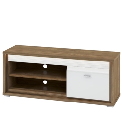 Szafka RTV pod telewizor MIRANDA orzech /  biały połysk 140 cm 