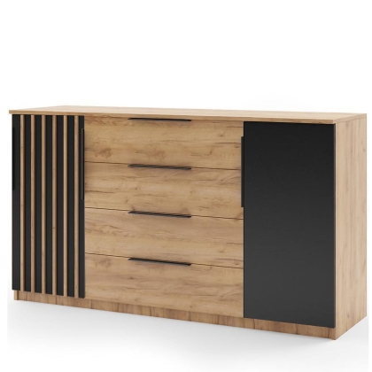 Komoda z lamelami dąb craft czarny 160cm SORENTO 1-min.jpg