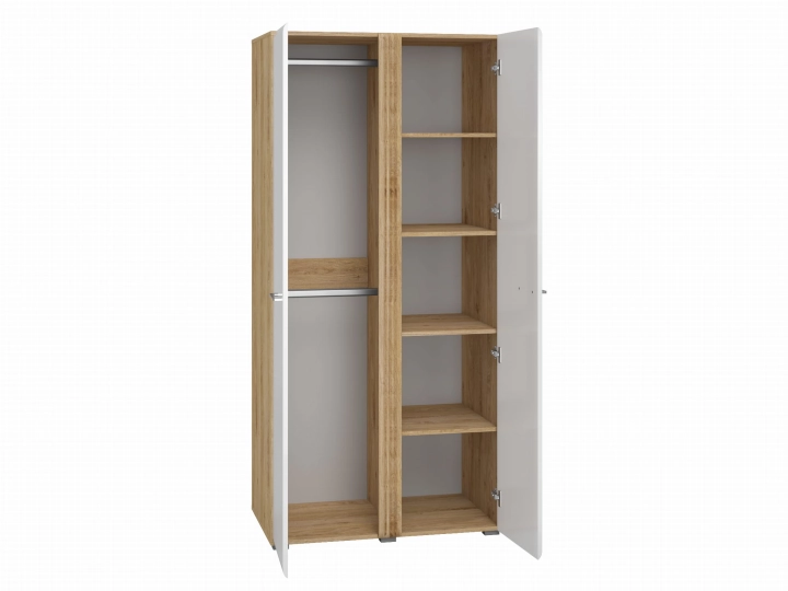 Szafa dwudrzwiowa 92cm MNADA01 biały połysk/dąb castello 1