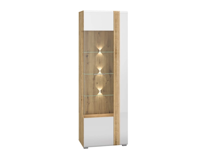 Witryna 65cm MNADA02 L biały połysk/dąb castello