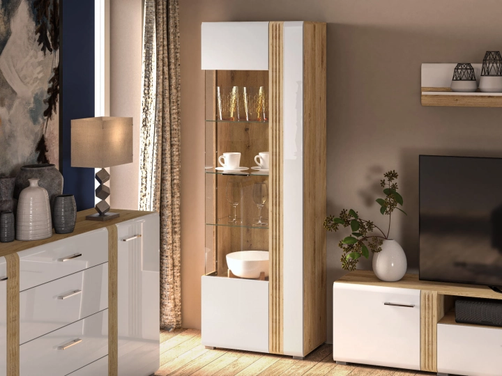 Witryna 65cm MNADA02 L biały połysk/dąb castello 3