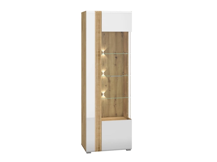 Witryna 65cm MNADA02 P biały połysk/dąb castello