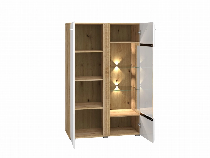 Witryna 92cm MNADA03 P biały połysk/dąb castello 1