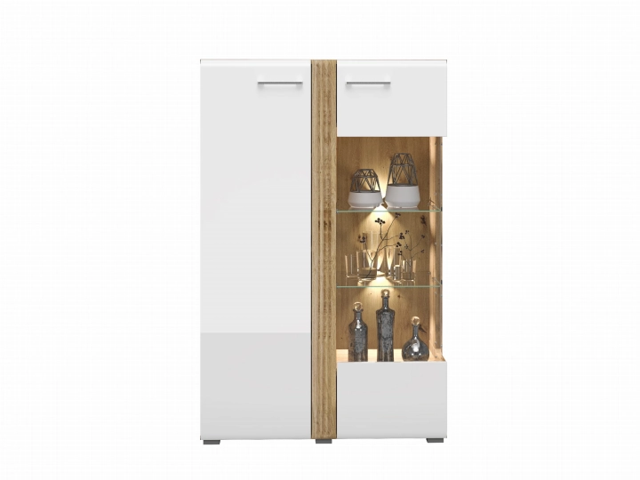 Witryna 92cm MNADA03 P biały połysk/dąb castello 2
