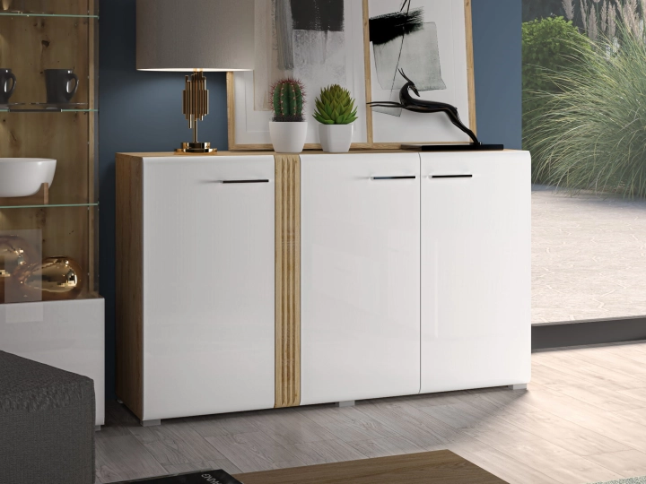 Komoda 150cm MNADA05 biały połysk/dąb castello 3