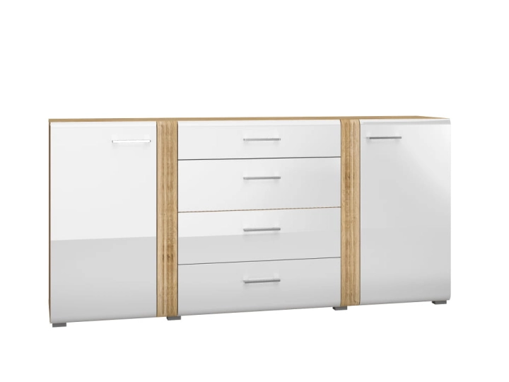 Komoda 190cm MNADA06 biały połysk/dąb castello