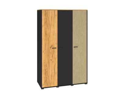 Szafa trzydrzwiowa 120cm TYMON 01 dąb craft złoty/czarny/stal premium