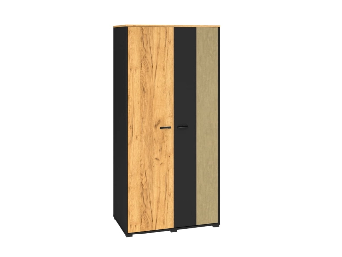 Szafa dwudrzwiowa 92cm TYMON 02 dąb craft złoty/czarny/stal premium