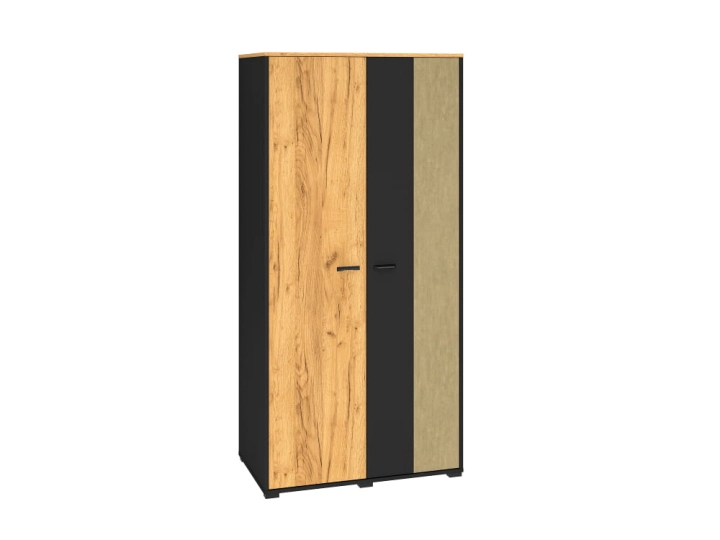 Szafa dwudrzwiowa 92cm TYMON 02 dąb craft złoty/czarny/stal premium