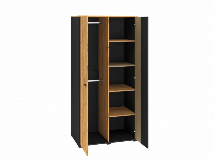 Szafa dwudrzwiowa 92cm TYMON 02 dąb craft złoty/czarny/stal premium 1