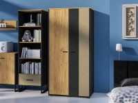 Szafa dwudrzwiowa 92cm TYMON 02 dąb craft złoty/czarny/stal premium 3