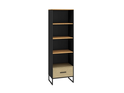 Regał 60cm TYMON 03 dąb craft złoty/czarny/stal premium