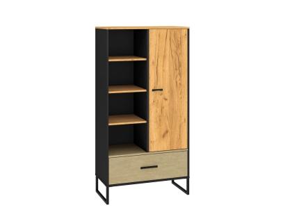 Regał 80cm TYMON 04 dąb craft złoty/czarny/stal premium