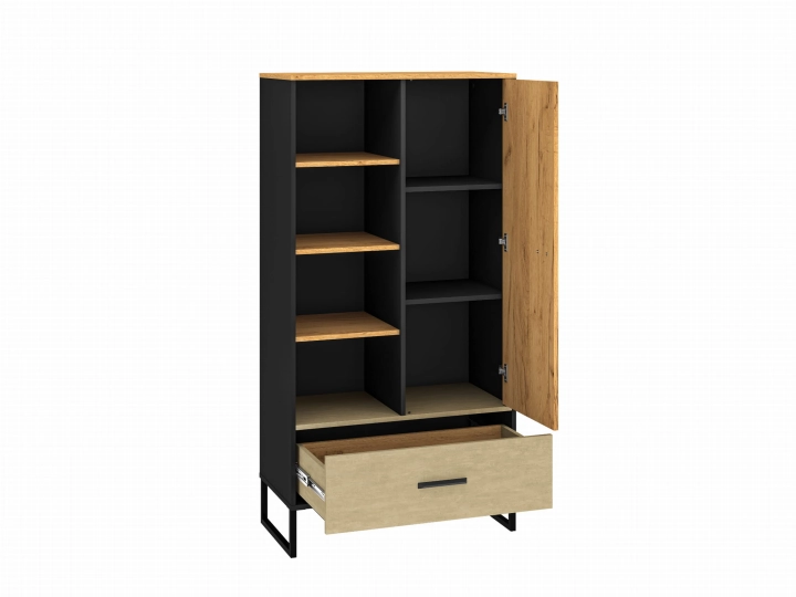 Regał 80cm TYMON 04 dąb craft złoty/czarny/stal premium 1