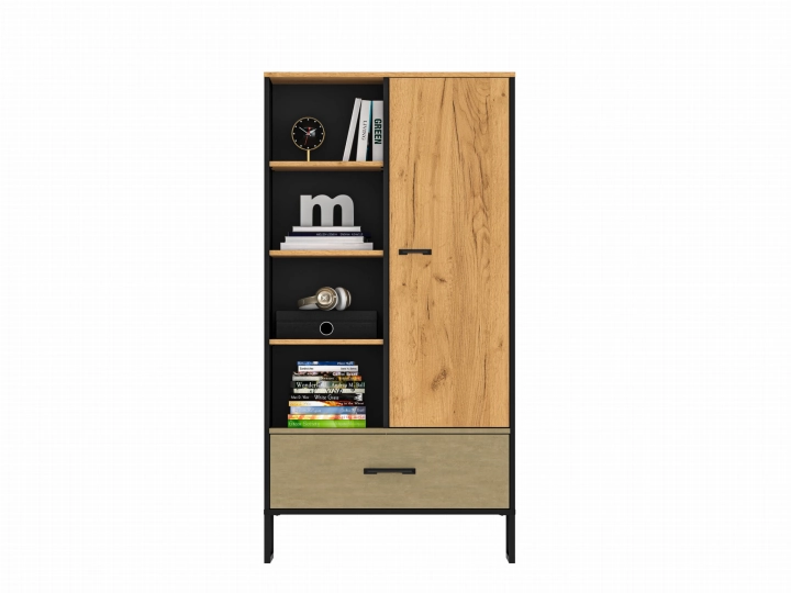 Regał 80cm TYMON 04 dąb craft złoty/czarny/stal premium 2