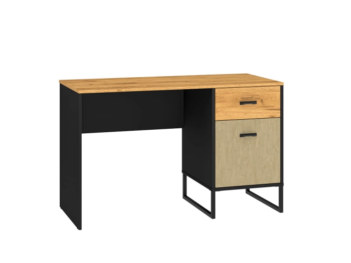 Biurko 120cm TYMON 07 dąb craft złoty/czarny/stal premium