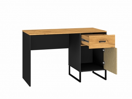 Biurko 120cm TYMON 07 dąb craft złoty/czarny/stal premium 1