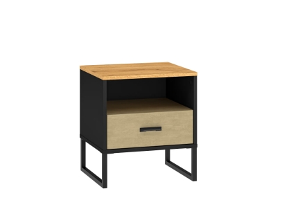 Szafka nocna 45cm TYMON 08 dąb craft złoty/czarny/stal premium