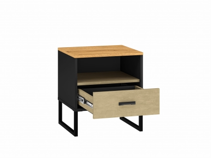 Szafka nocna 45cm TYMON 08 dąb craft złoty/czarny/stal premium 1