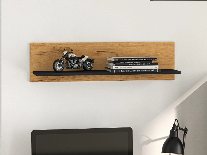 Półka wisząca 110cm TYMON 11 dąb craft złoty/czarny 2