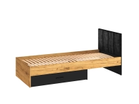 Łóżko TYMON 10 94x207cm dąb craft złoty/czarny/czarny welur 1