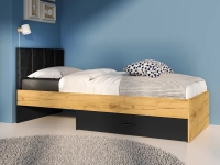 Łóżko TYMON 10 94x207cm dąb craft złoty/czarny/czarny welur 3