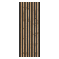 Front wysoki z lamelami szafy modułowej AGATA 37,5x236 cm dąb craft złoty / lamele czarne - wąski (L)