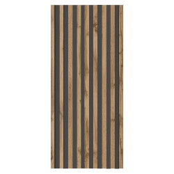 Front wysoki z lamelami szafy modułowej AGATA 50x236 cm dąb craft złoty / lamele czarne - szeroki (L)