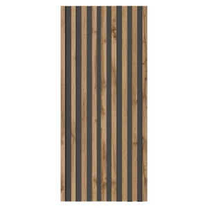 Front wysoki z lamelami szafy modułowej AGATA 50x236 cm dąb craft złoty / lamele czarne - szeroki (L)