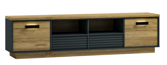 Szafka RTV 213cm LAURA 03 antracyt/dąb pradawny