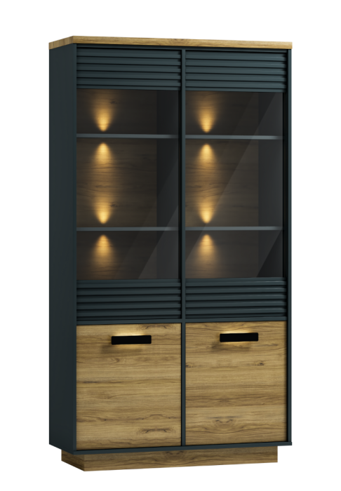 Witryna 108cm LAURA 11 antracyt/dąb pradawny