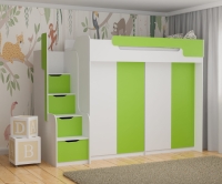 Łóżko 1 osobowe piętrowe 259x104x187cm biały/ zielony 2