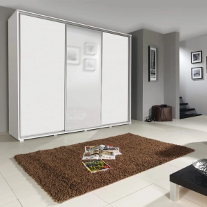 Szafa przesuwna MAXUS  trzydrzwiowa z lustrem 255x215 cm biała