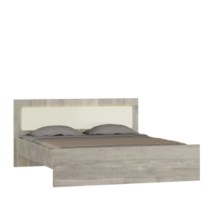 Łóżko ze stelażem ELEGANZA 18 dąb canyon / crem połysk 160x200 cm