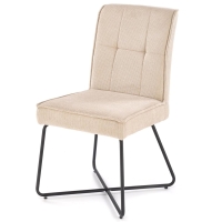 Krzesło tapicerowane na metalowych czarnych płozach beżowe HEXX skos.jpg