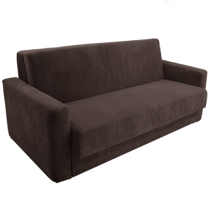 Sofa sztruksowa czteroosobowa z funkcją spania AMERICANO brązowa 192x100 cm