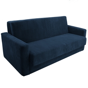 Sofa sztruksowa czteroosobowa z funkcją spania AMERICANO granatowa 192x100 cm