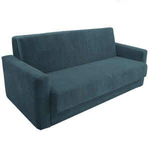 Sofa sztruksowa czteroosobowa z funkcją spania  AMERICANO błękitna 192x100 cm