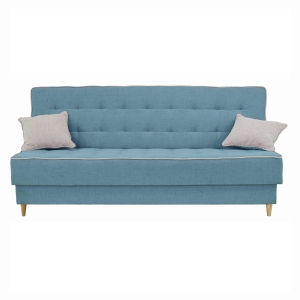 Wersalka PATTY z pojemnikiem na pościel niebieska, poduchy beżowe 200x95 cm 