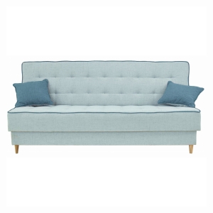 Wersalka PATTY z pojemnikiem na pościel morska, poduchy granatowe 200x95 cm